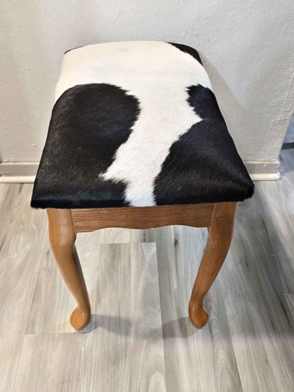 Black & White Genuine Cowhide Footstool
